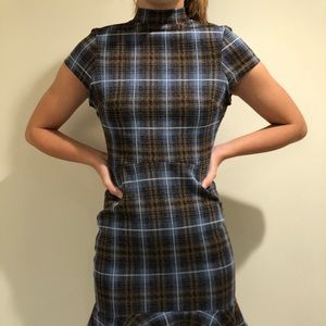Mock neck plaid dress